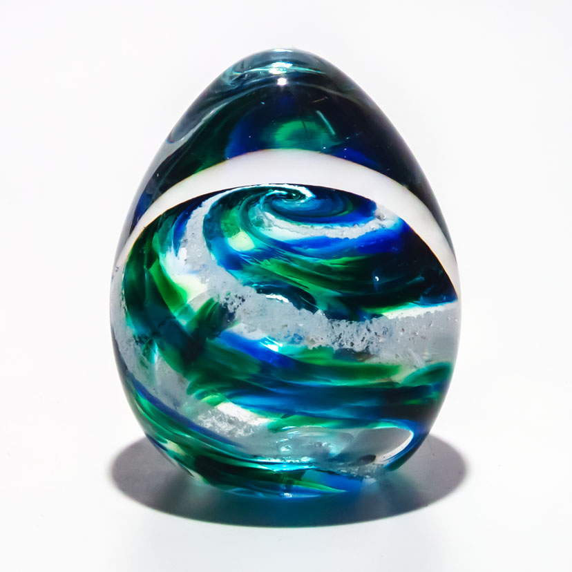 Helix Marble with Cremains on Base | Little River HotGlass Studio